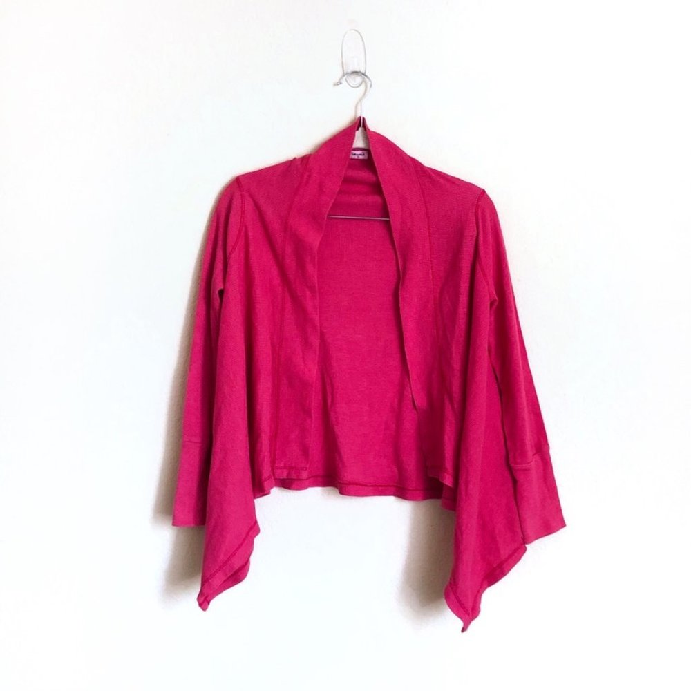Splendid Pink Waffle Knit Cardigan Sweater